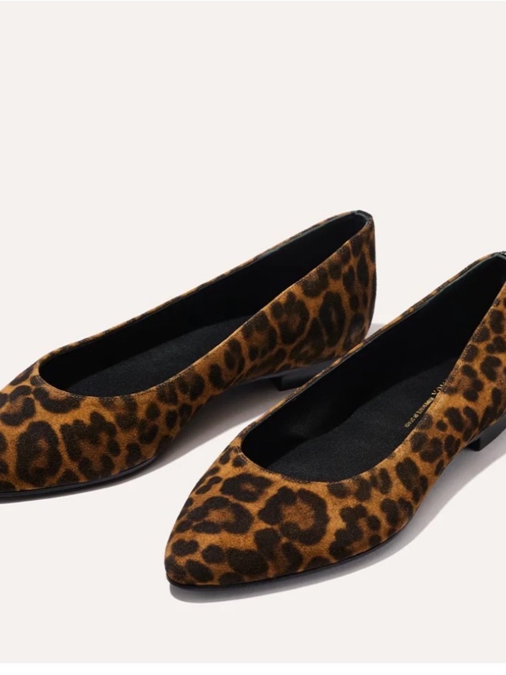 Margaux The Pointe In Leopard Suede Women's Flats Size 39 Regular Made In Spain